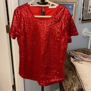 Red sequins top